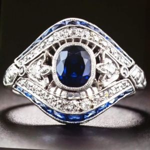 Art Deco Vintage Women's Silver,Sapphire, white Topaz Ring. Gorgeous